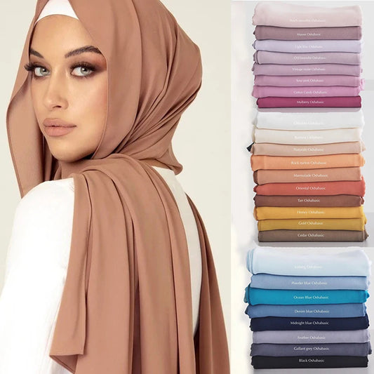Ready-to-Wear Chiffon Hijab – Solid Color Instant Headscarf for Women