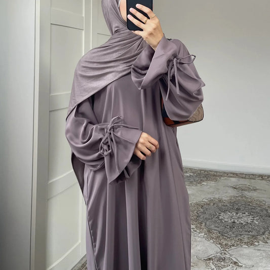 Elegant Dubai Abaya Dress – Modest Solid Color Islamic Robe for Women