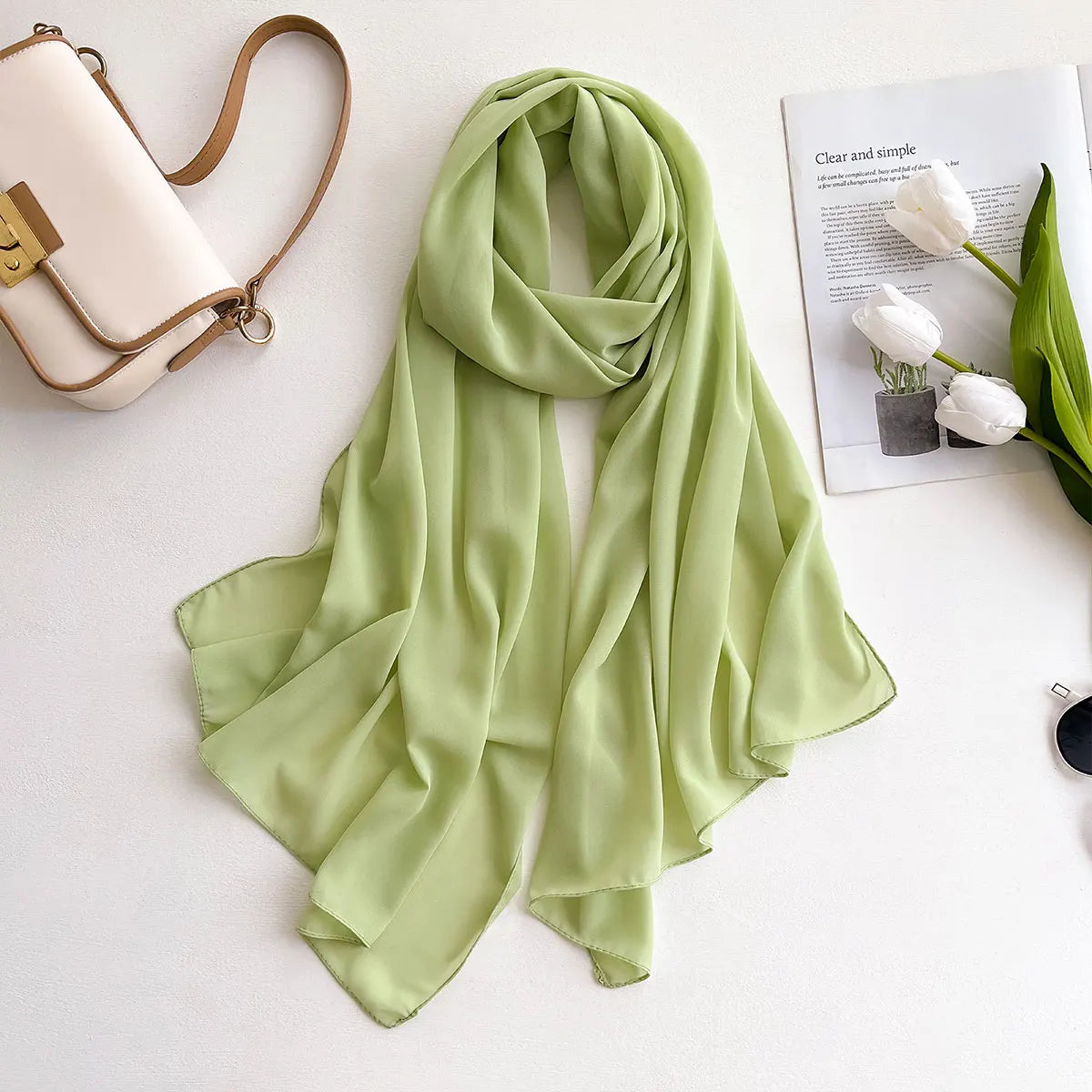 Premium Chiffon Hijab Scarf – Plain Solid Color Maxi Wrap for Women