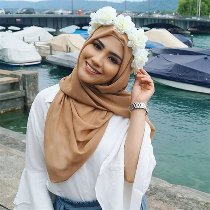 Ready-to-Wear Chiffon Hijab – Solid Color Instant Headscarf for Women