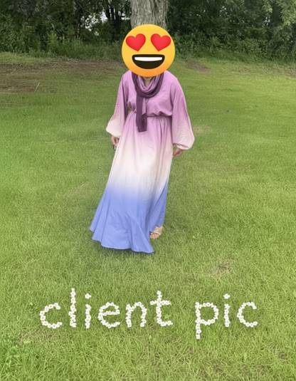 Women Ombre Long Maxi Drawstring Dress