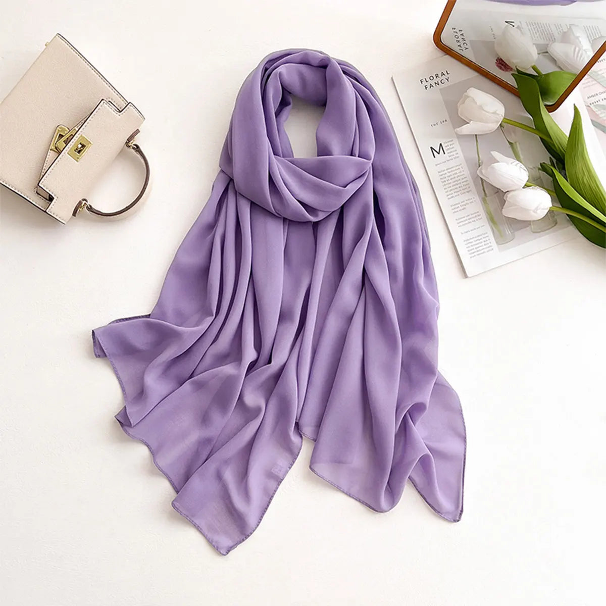 Premium Chiffon Hijab Scarf – Plain Solid Color Maxi Wrap for Women