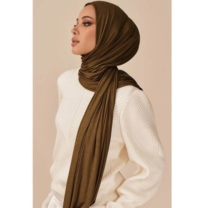 Soft Jersey Hijab Scarf – Lightweight Cotton Modal Head Wrap for Women