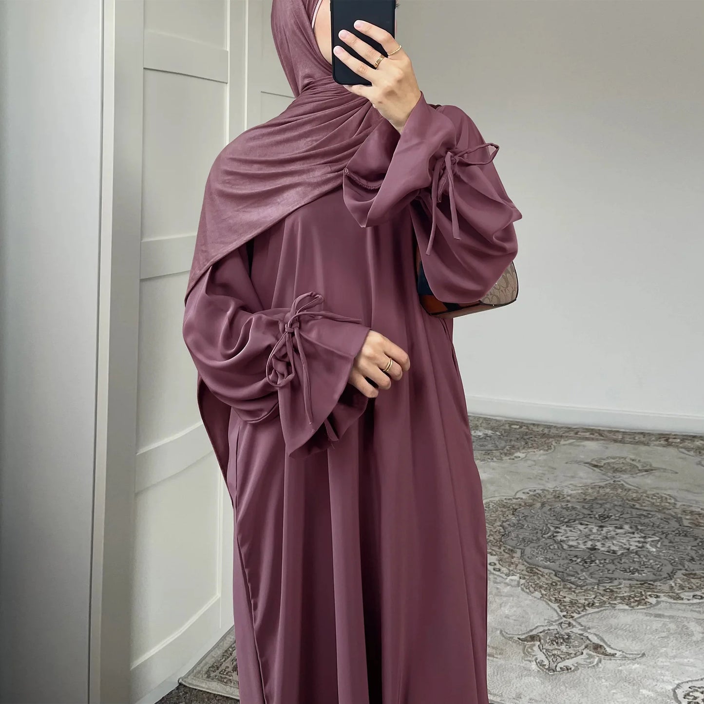 Elegant Dubai Abaya Dress – Modest Solid Color Islamic Robe for Women