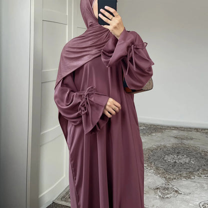 Elegant Dubai Abaya Dress – Modest Solid Color Islamic Robe for Women