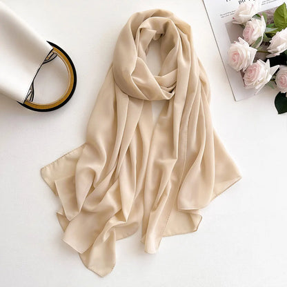 Premium Chiffon Hijab Scarf – Plain Solid Color Maxi Wrap for Women