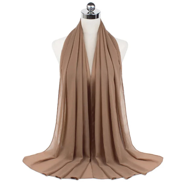 Lightweight Chiffon Hijab Shawl – Plain Solid Colors