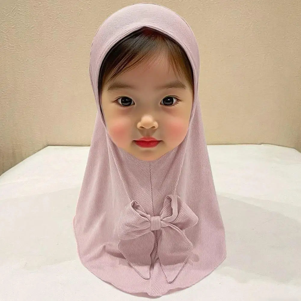 Children’s Muslim Headscarf – Vertical Stripe Hijab Hat for Girls (2–6 Years)