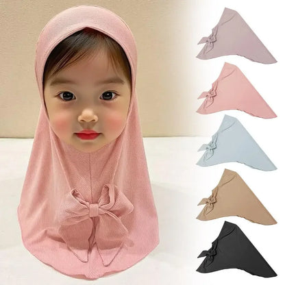 Children’s Muslim Headscarf – Vertical Stripe Hijab Hat for Girls (2–6 Years)