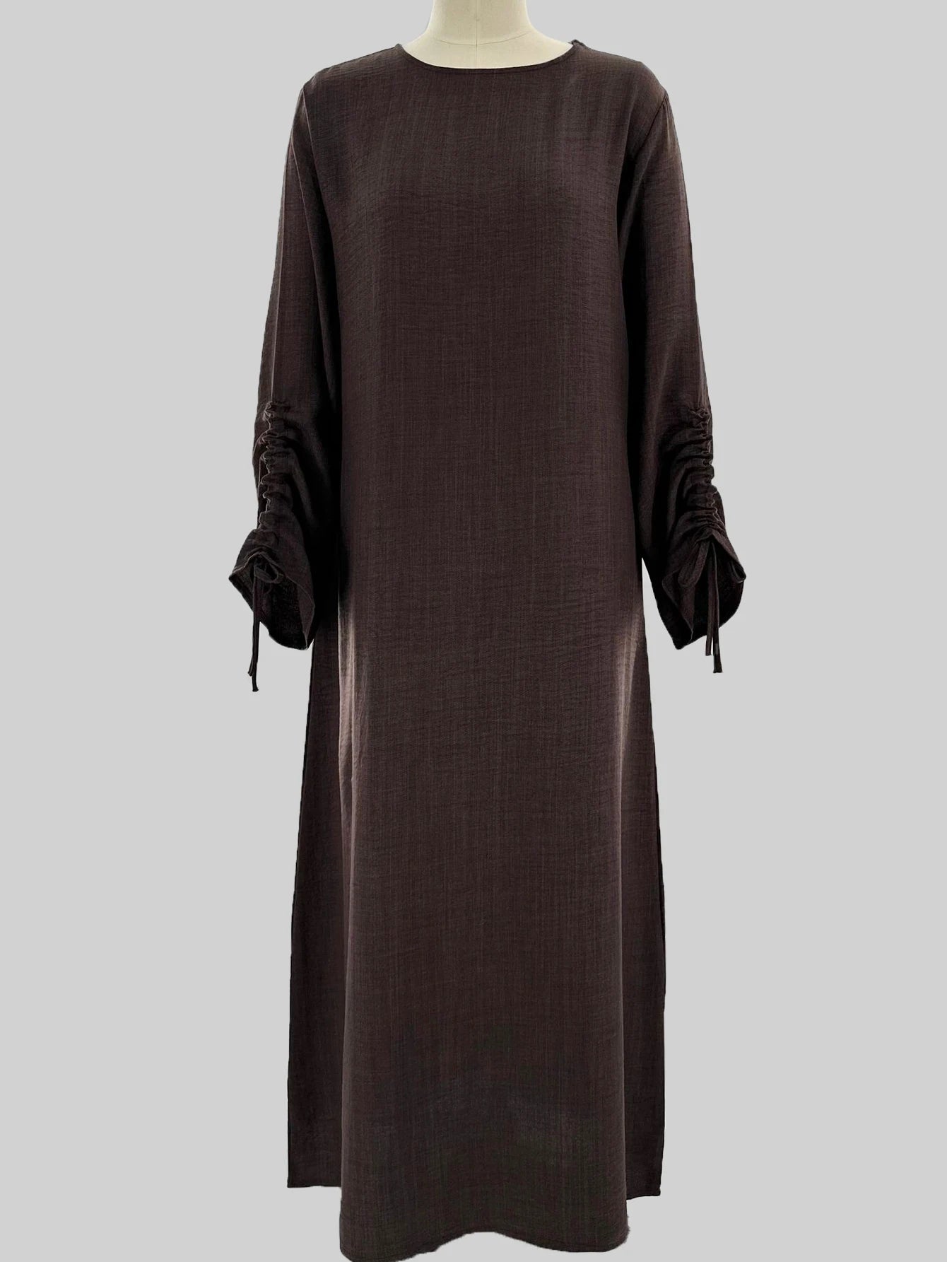 Elegant Abaya Dress – Modest Lace-Up Sleeve Kaftan Robe for Women