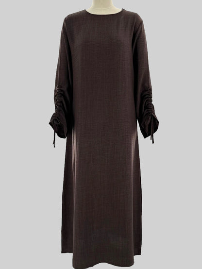 Elegant Abaya Dress – Modest Lace-Up Sleeve Kaftan Robe for Women