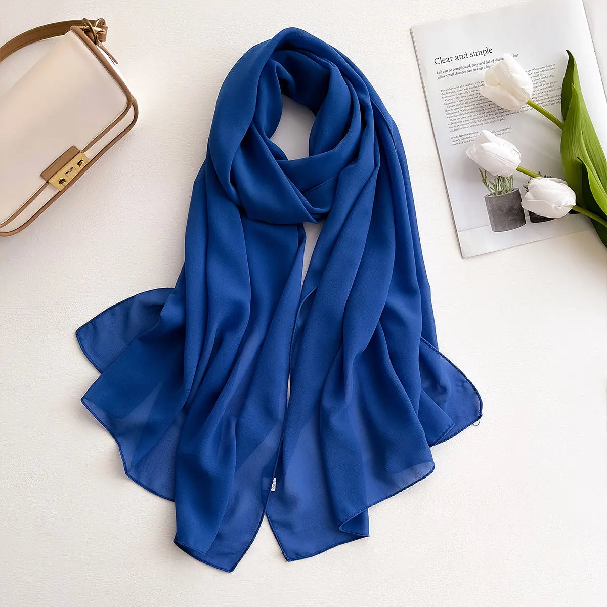 Premium Chiffon Hijab Scarf – Plain Solid Color Maxi Wrap for Women