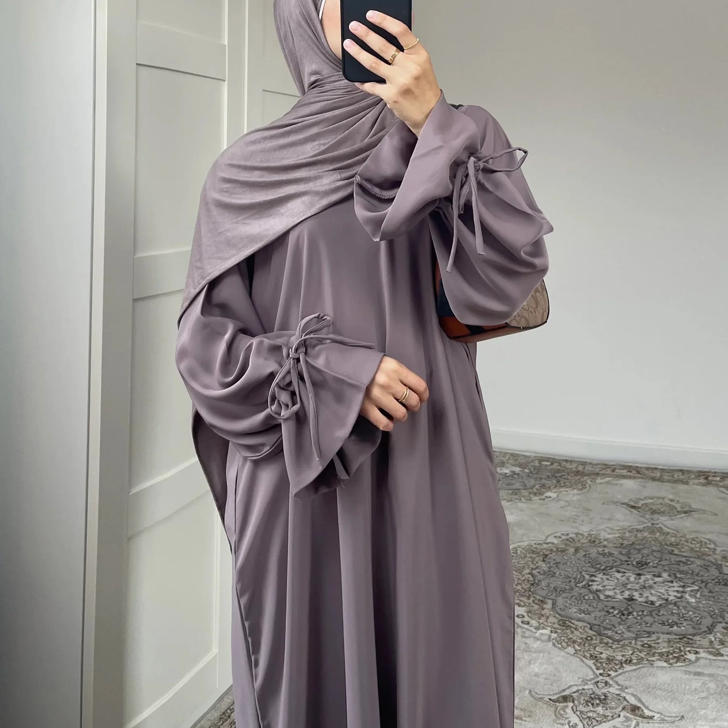 Elegant Dubai Abaya Dress – Modest Solid Color Islamic Robe for Women