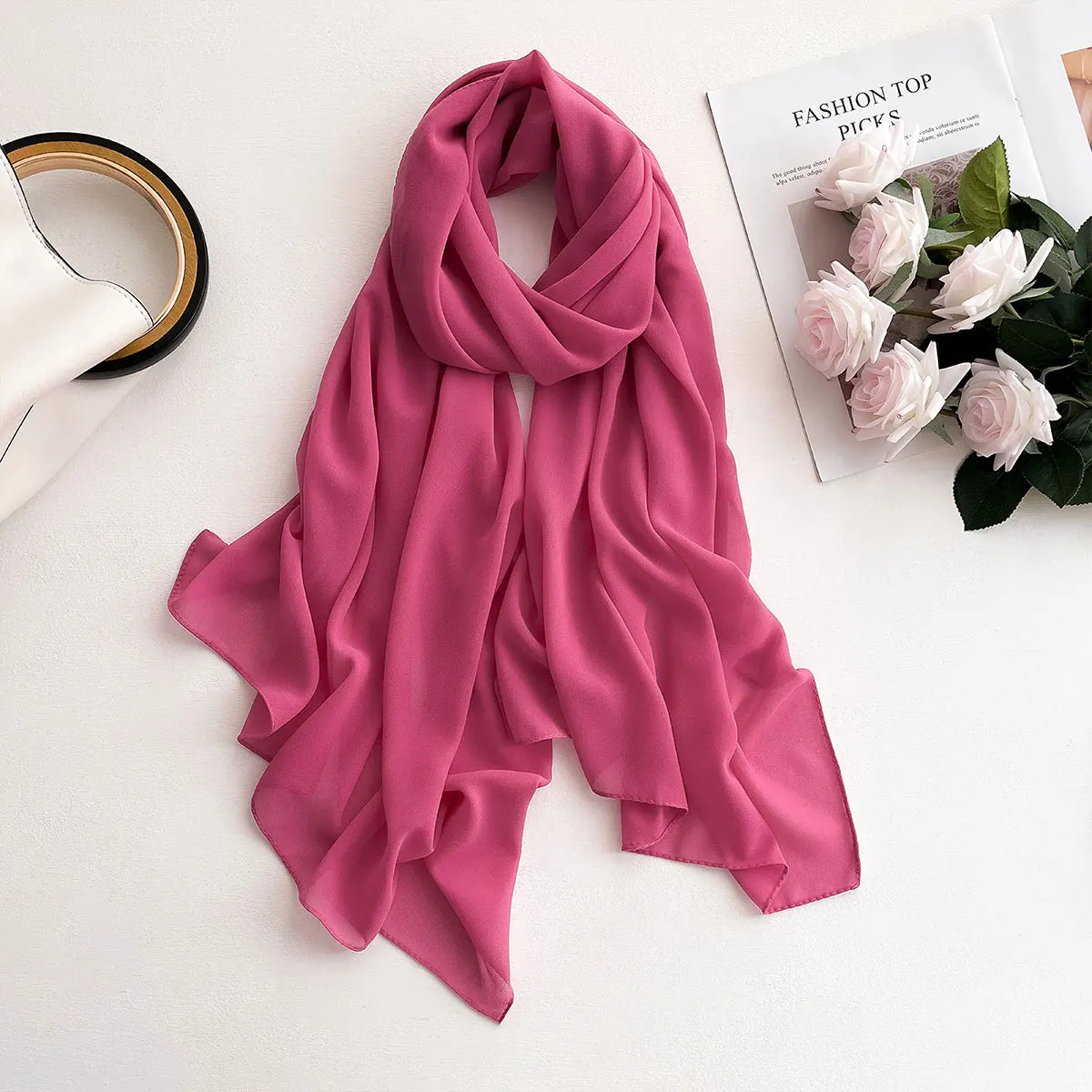 Premium Chiffon Hijab Scarf – Plain Solid Color Maxi Wrap for Women