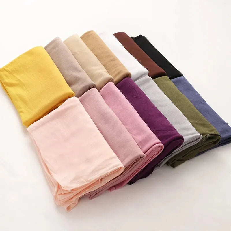 Modal Cotton Jersey Hijab – Lightweight Long Headscarf, Plain Muslim Shawl & Turban Wrap
