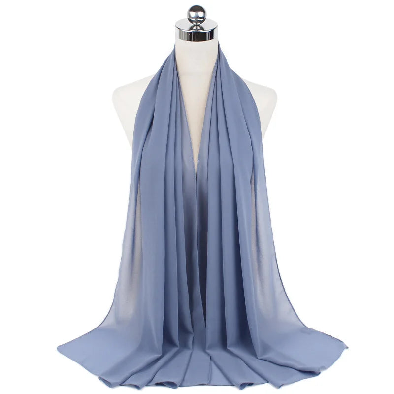 Lightweight Chiffon Hijab Shawl – Plain Solid Colors