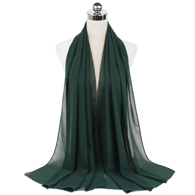 Lightweight Chiffon Hijab Shawl – Plain Solid Colors