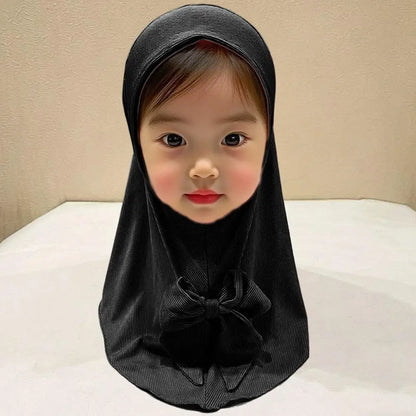 Children’s Muslim Headscarf – Vertical Stripe Hijab Hat for Girls (2–6 Years)