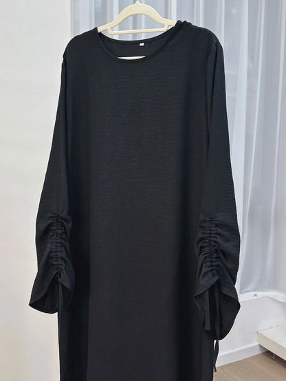 Elegant Abaya Dress – Modest Lace-Up Sleeve Kaftan Robe for Women