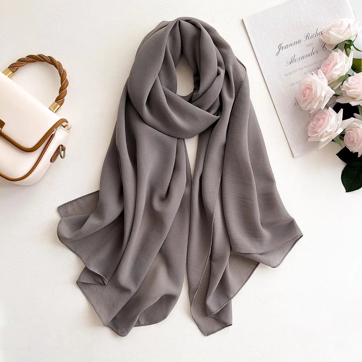 Premium Chiffon Hijab Scarf – Plain Solid Color Maxi Wrap for Women