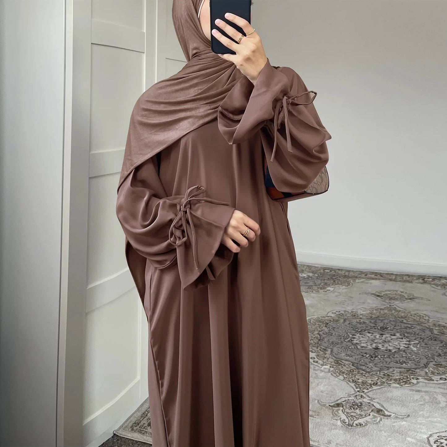 Elegant Dubai Abaya Dress – Modest Solid Color Islamic Robe for Women