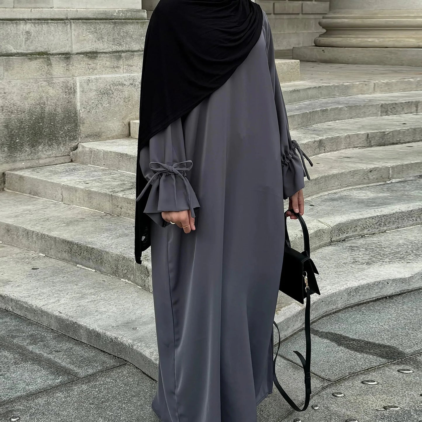 Elegant Dubai Abaya Dress – Modest Solid Color Islamic Robe for Women