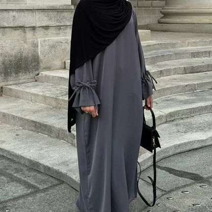 Elegant Dubai Abaya Dress – Modest Solid Color Islamic Robe for Women