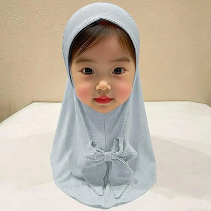 Children’s Muslim Headscarf – Vertical Stripe Hijab Hat for Girls (2–6 Years)