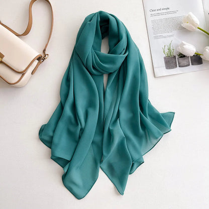 Premium Chiffon Hijab Scarf – Plain Solid Color Maxi Wrap for Women