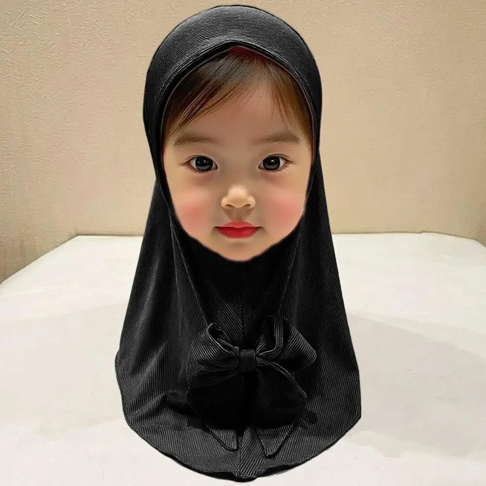 Children’s Muslim Headscarf – Vertical Stripe Hijab Hat for Girls (2–6 Years)
