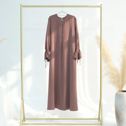 Elegant Dubai Abaya Dress – Modest Solid Color Islamic Robe for Women