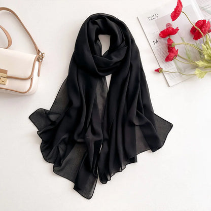 Premium Chiffon Hijab Scarf – Plain Solid Color Maxi Wrap for Women