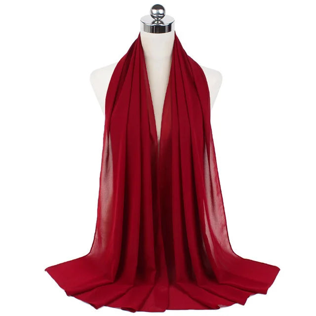 Lightweight Chiffon Hijab Shawl – Plain Solid Colors