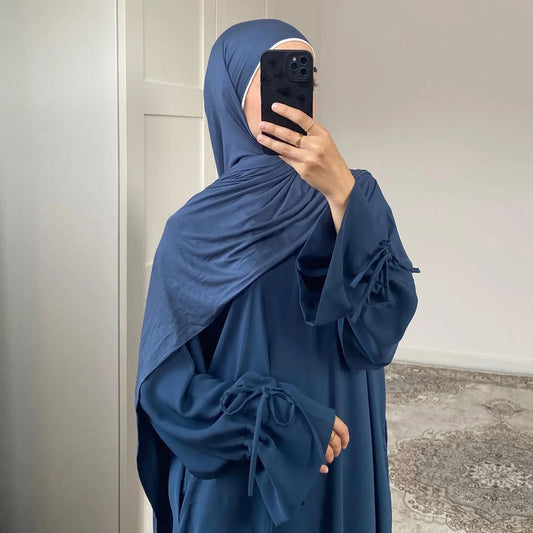 Elegant Dubai Abaya Dress – Modest Solid Color Islamic Robe for Women
