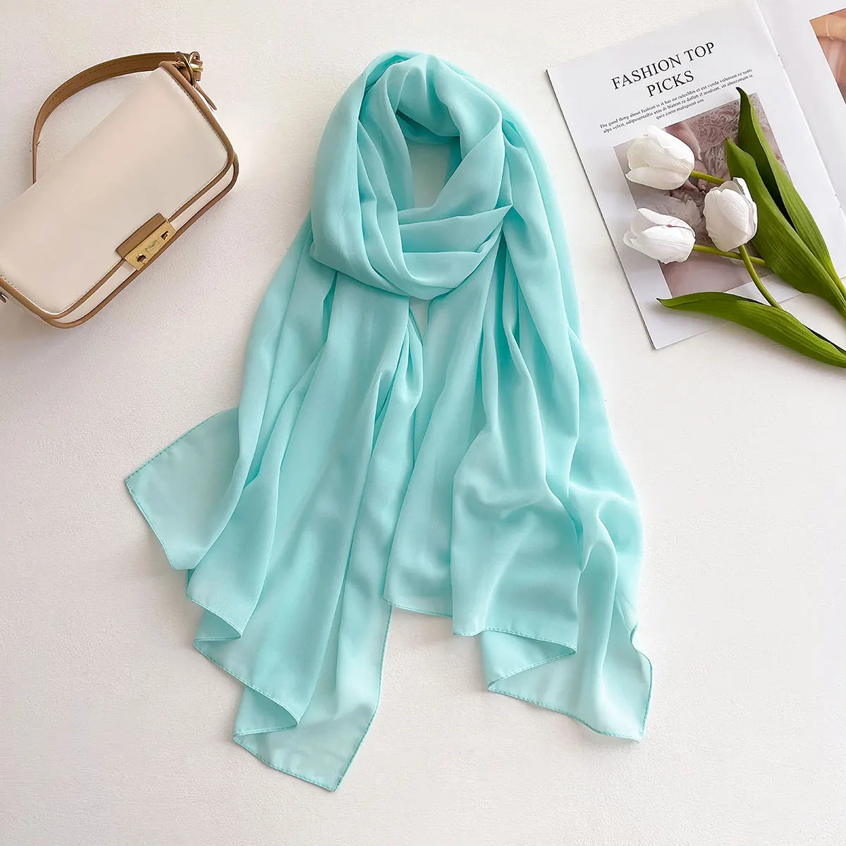 Premium Chiffon Hijab Scarf – Plain Solid Color Maxi Wrap for Women