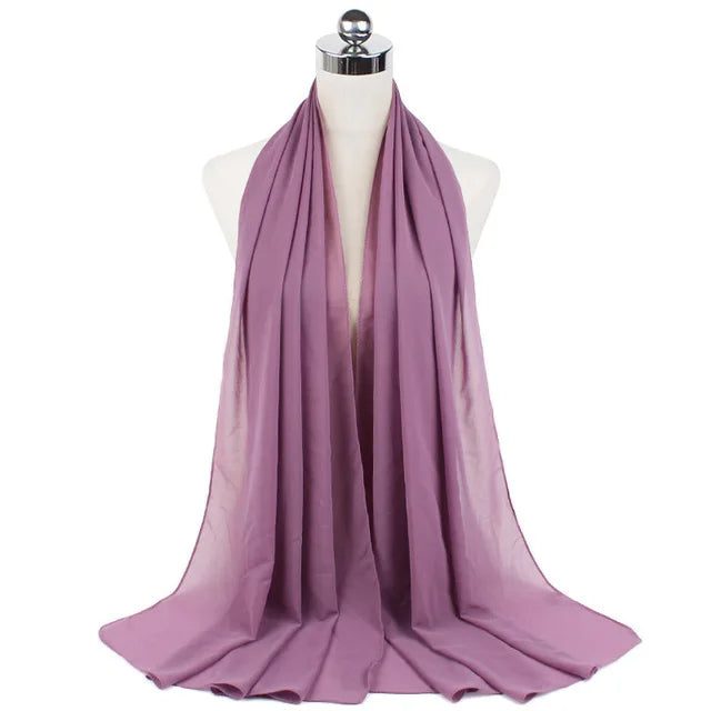 Lightweight Chiffon Hijab Shawl – Plain Solid Colors