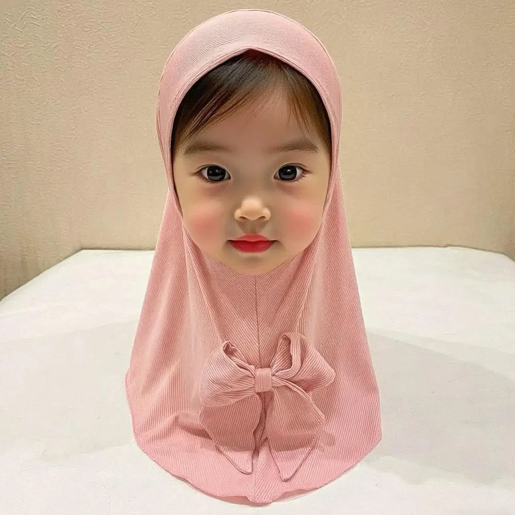 Children’s Muslim Headscarf – Vertical Stripe Hijab Hat for Girls (2–6 Years)