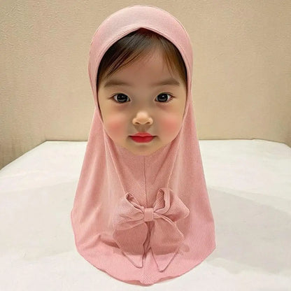 Children’s Muslim Headscarf – Vertical Stripe Hijab Hat for Girls (2–6 Years)