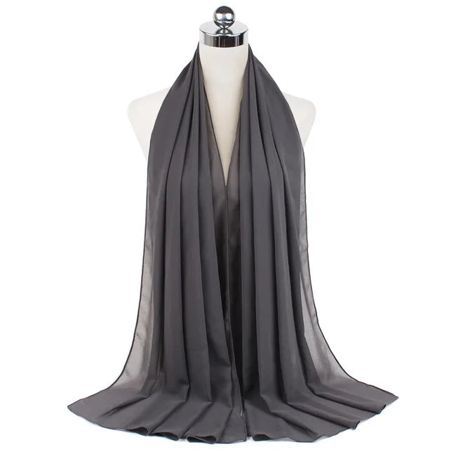 Lightweight Chiffon Hijab Shawl – Plain Solid Colors
