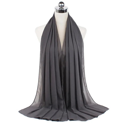 Lightweight Chiffon Hijab Shawl – Plain Solid Colors